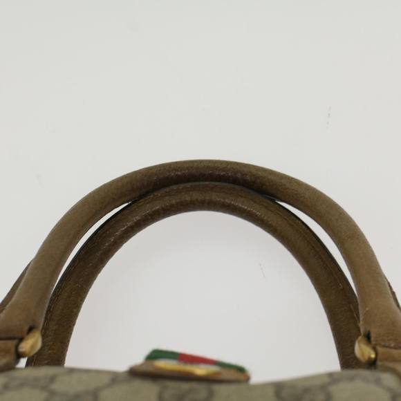 GUCCI GG Canvas Web Sherry Line Boston Bag PVC Leather Beige Green Auth yk7856 - Picture 14 of 16